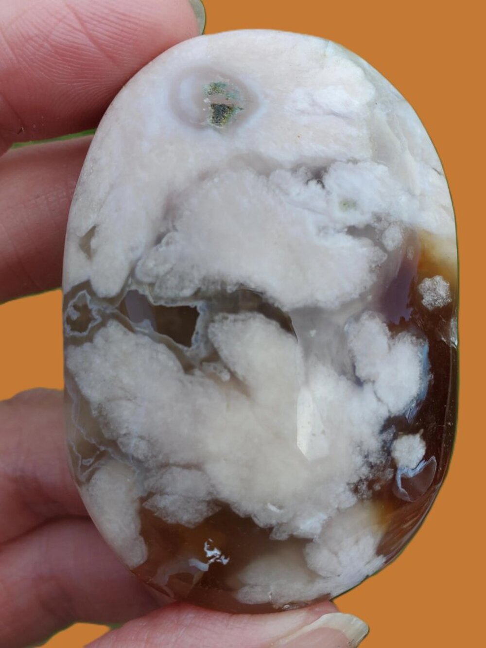 Flower Agate Palm Stone (FA604)